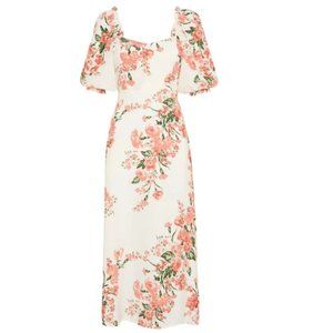 Faithfull the Brand Bronte Midi Dress Magnolia Floral Print, Sz 6